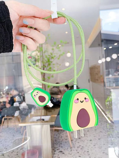 Cute Cartoon Series Fast Charger Protector for iPhone (Avacado)