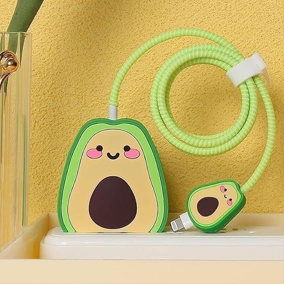 Cute Cartoon Series Fast Charger Protector for iPhone (Avacado)